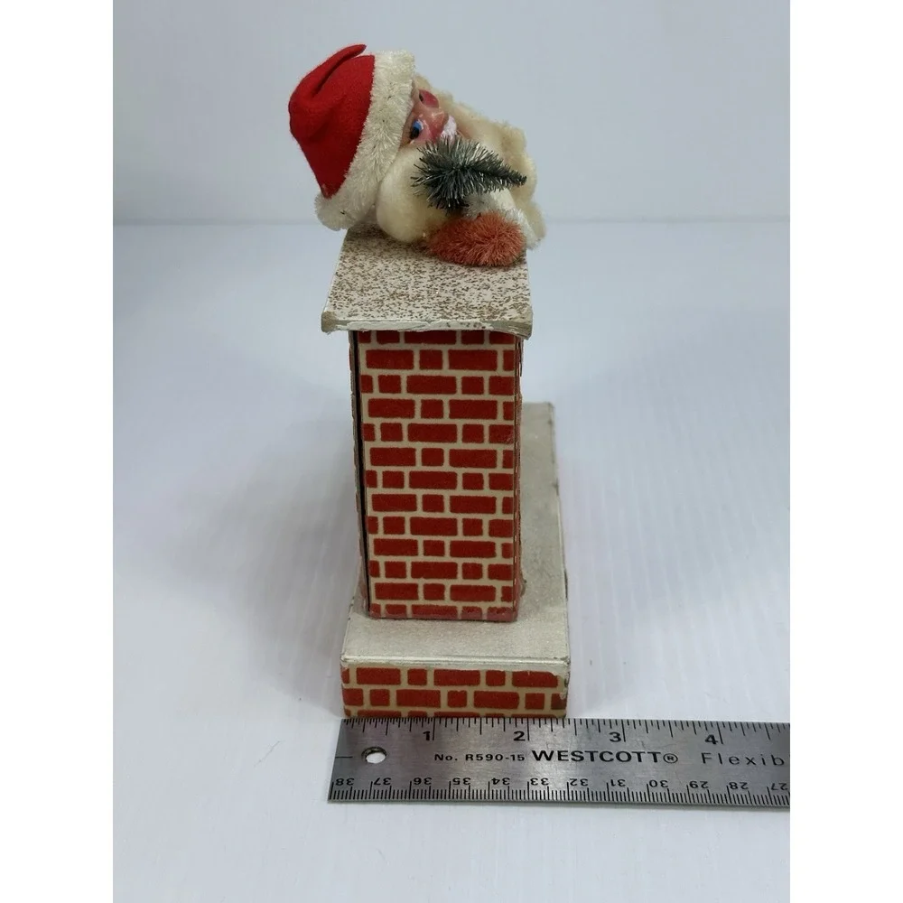 Vintage Christmas Tree Santa Claus & Fireplace Decoration Made In Japan